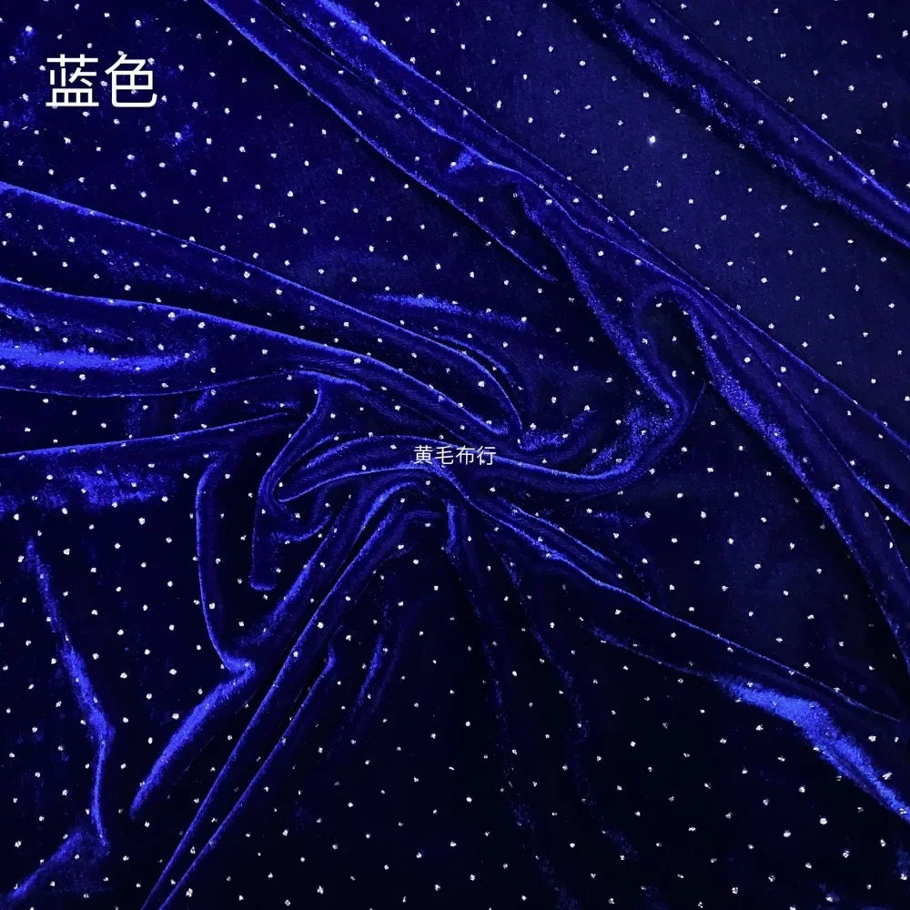 100 * 155cm High-Grade Elastic Gold Velvet Fabric Hot Drilling Light Diamond Cheongsam Dress Sports Suit Fabric by Meter