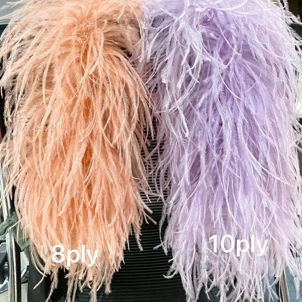 2M Royal blue Natural Ostrich Long Feathers Boa Decoration for Party Wedding Dress Shawl Clothes Sewing Accessories Crafts Plume