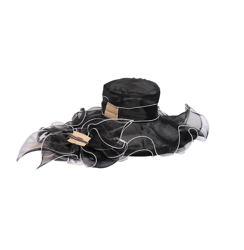 FS Wide Brim Kentucky Derby Hats Fascinators For Women With Veil Flower Organza Wedding Church Cocktail Tea Party Dress Cap 2025