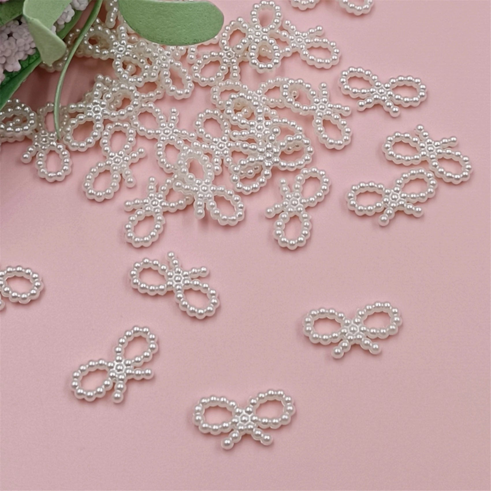 8-15mm 40pcs/pack Imitation Pearl Hollow Heart Star Flower Beads For Jewelry Making DIY Crafts Hairpin Material