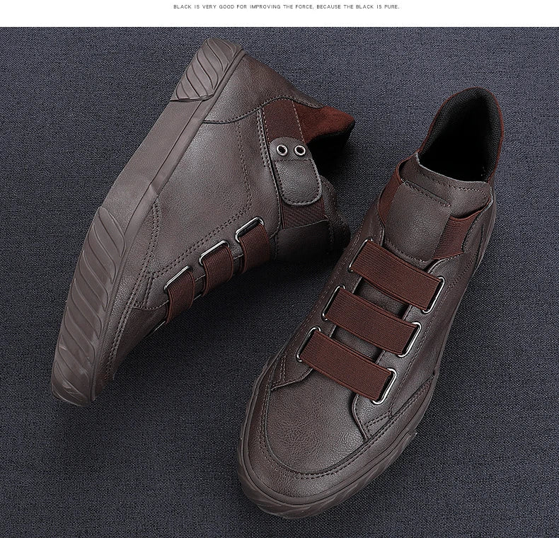 Retro High Top Men's Shoes Luxury Leather Casual Shoes Men British style Ankle Boots Comfortable Soft Men Sneakers New Moccasins