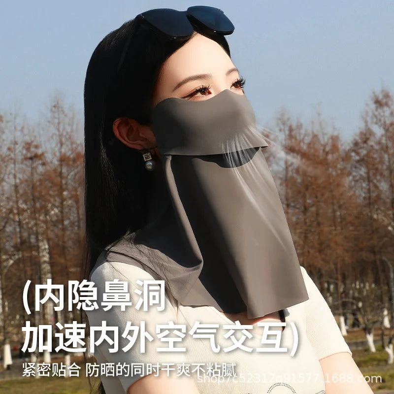 1PC 3D Ice Silk UPF50+ UV Protection Face Mask for Women Autumn Outdoor Cycling Hiking 360° Face Neck Cover Cool Balaclava Scarf