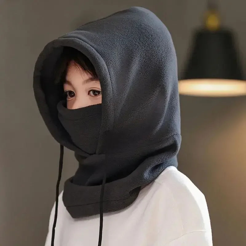 Warm Fleece for Children Boy Girl Winter Face Mask Neck Warmer Hooded Cap Windproof Thermal Head Cover Beanies Bandana