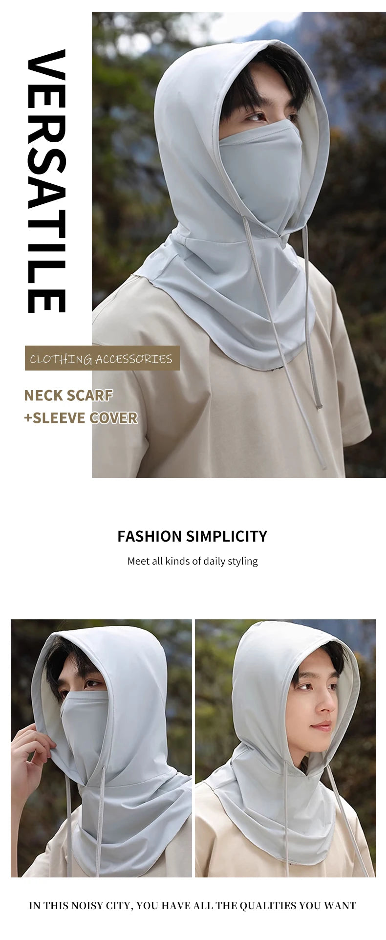 2Pcs Breathable Full Head Mask and Arm sleeve Set Unisex Summer Cooling Long Balaclava Face Mask Neck Cover for Cycling Fishing