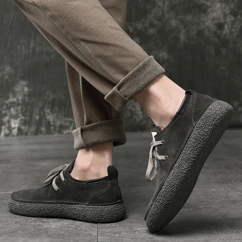 2025 Men's Fashion Leather Shoes High Gloss Suede Autumn Winter Business Casual Shoes Soft Lining Comfortable Shoes Size 38-45