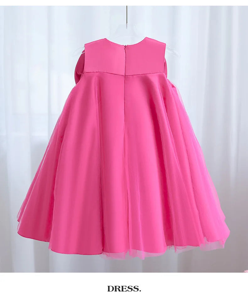 2 3 4 5 6 7 8 Years Summer Girls Dress Sleeveless Bow Elegant Little Princess Dress Piano Performance Costumes New Kids Clothes