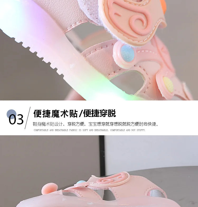 Sandals Kids Shoe Colorful Boys Girls with Light on Kids Sandals Soft Soled Casual Style Shoe Sneakers Kids сандалии для девочек