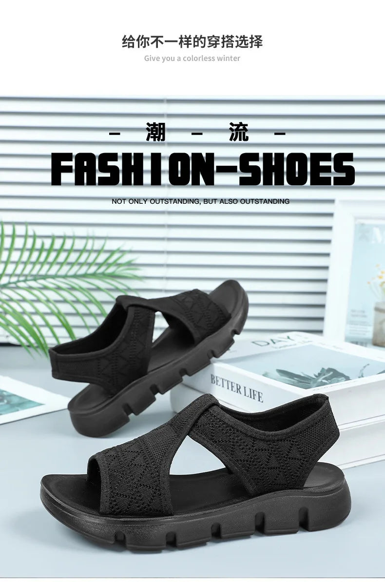 Summer 2026 Women's Breathable Sandals Thick Soled Casual Women's Shoes Half Slippers Mesh Flat Sandals Clearance Treatment