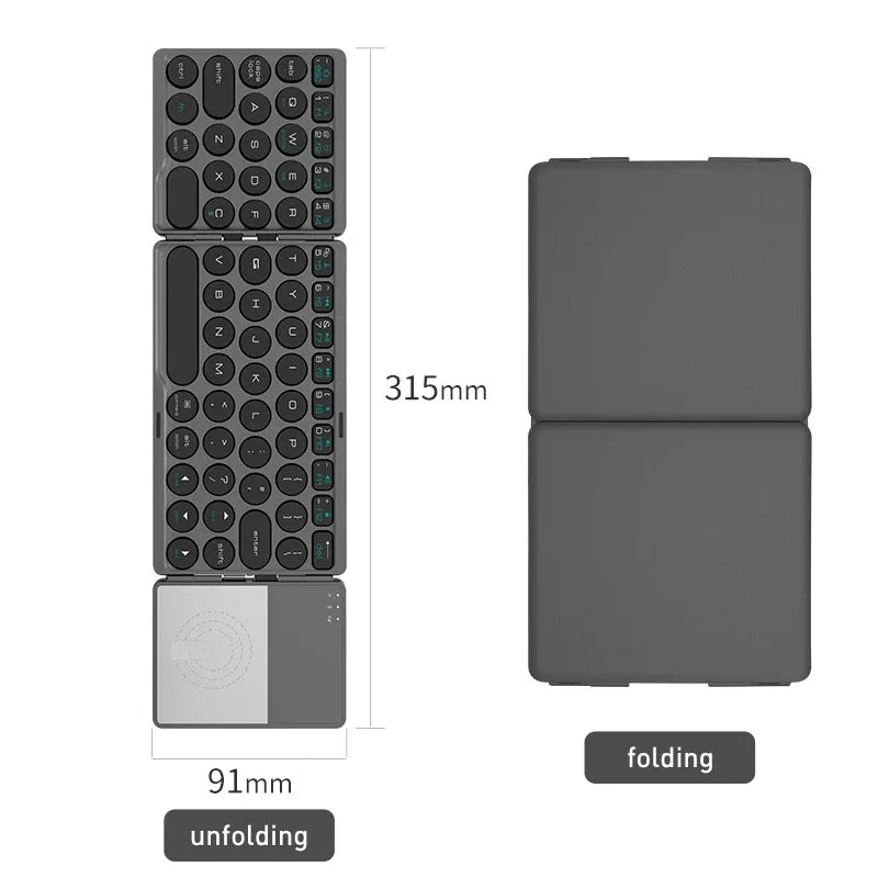 Mini Folding Keyboard Wireless Bluetooth Keyboard With Touchpad Portable Universal Foldable Keyboard for Windows IOS Tablet iPad