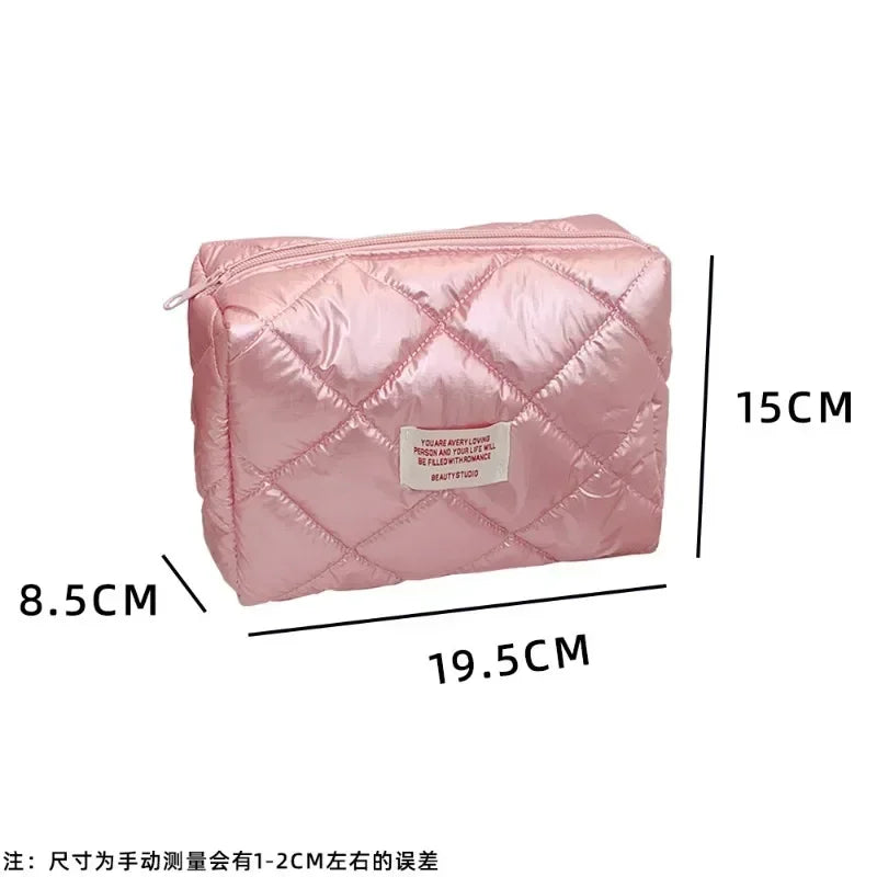 Large Capacity Make Up Kit Portable Travel Toiletries Skincare Organizer Pouch New Fashion Rhombus Shiny Clutch Cosmetic Bag