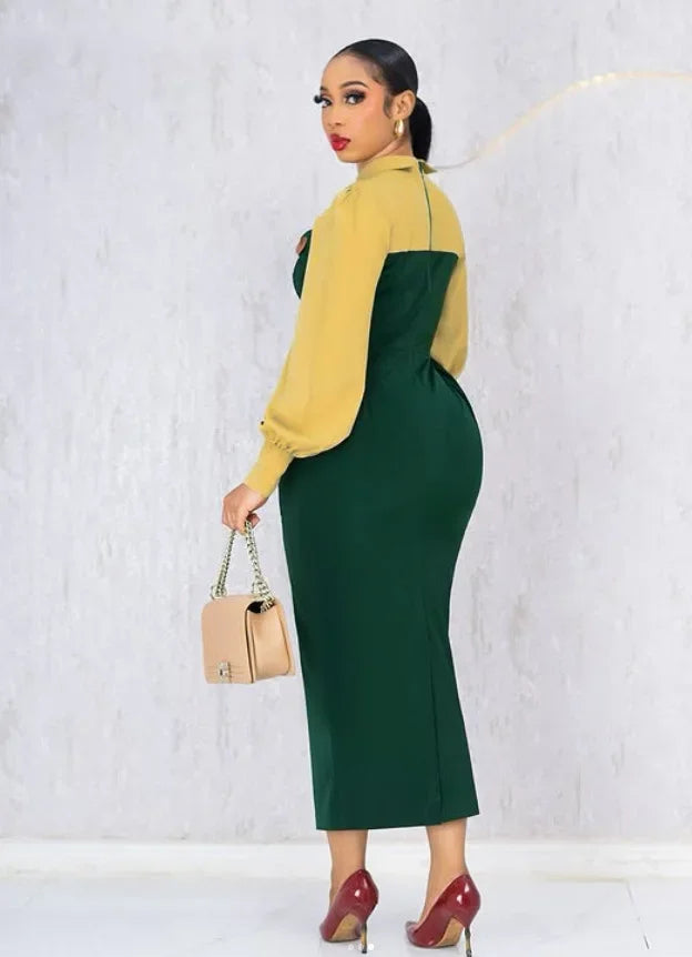 Fashion Women Long Sleeve Turn-down Collar Shirt Maxi Dress 2025 African OL Work Night Club Party Street Long Dresses