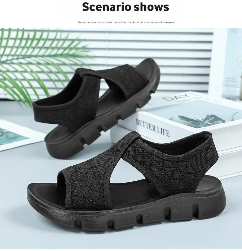 Summer 2026 Women's Breathable Sandals Thick Soled Casual Women's Shoes Half Slippers Mesh Flat Sandals Clearance Treatment