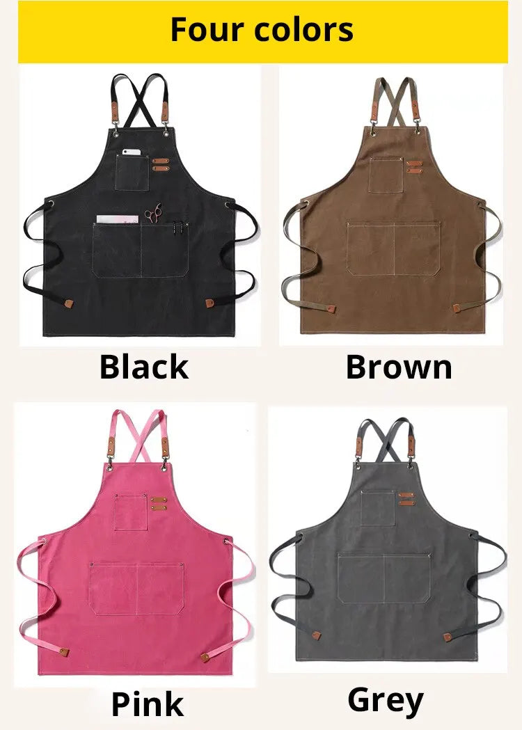 Sleeveless Canvas Apron Home Kitchen Gardening Cowboy Work Dress Women's Kitchen Restaurant Work Apron