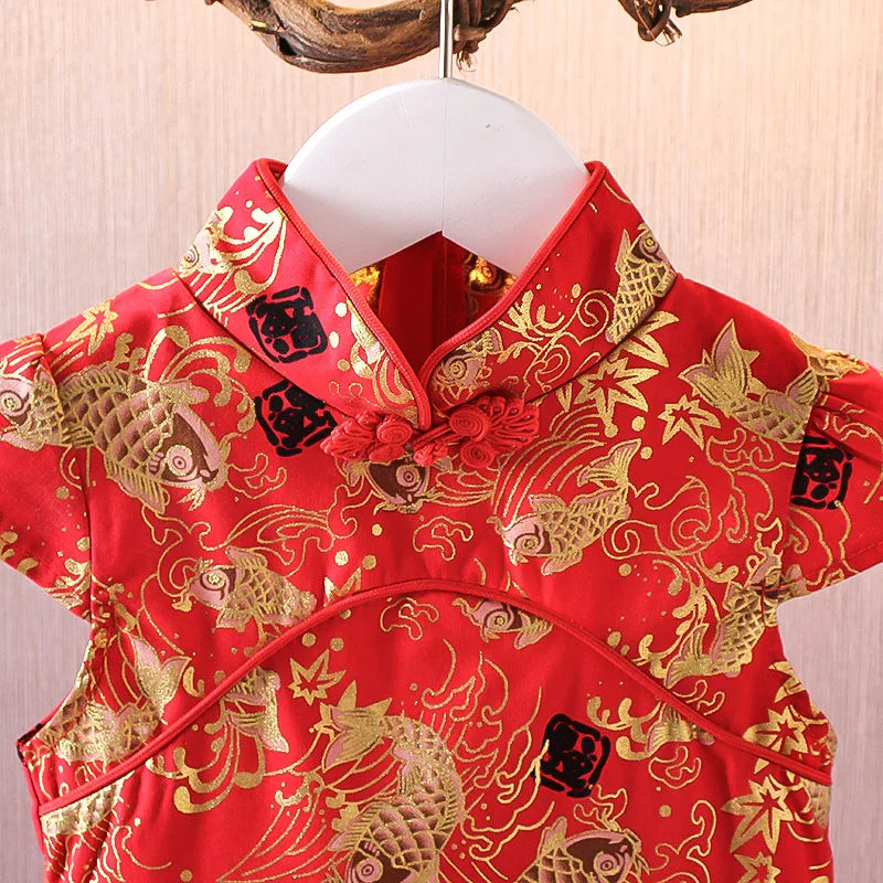 Vestido Girls Dresses Spring Summer Children's Chinese Style Dress Kids Cheongsam Princess Dresses for Girls Baby Tutu Clothing