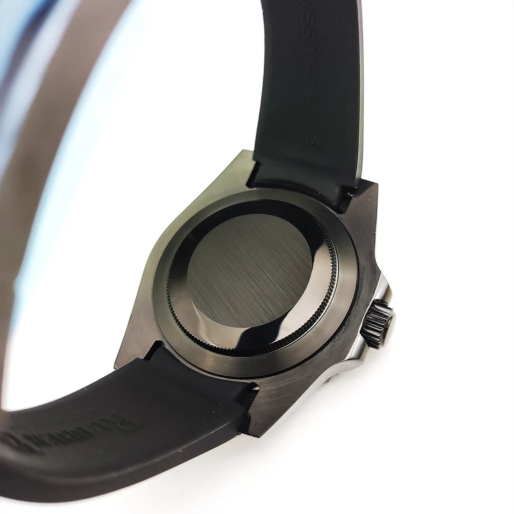 40mm Dress Mechanical Men's Automatic Watch Black PVD Case Sapphire Glass Japan NH36 Movement Rubber Strap