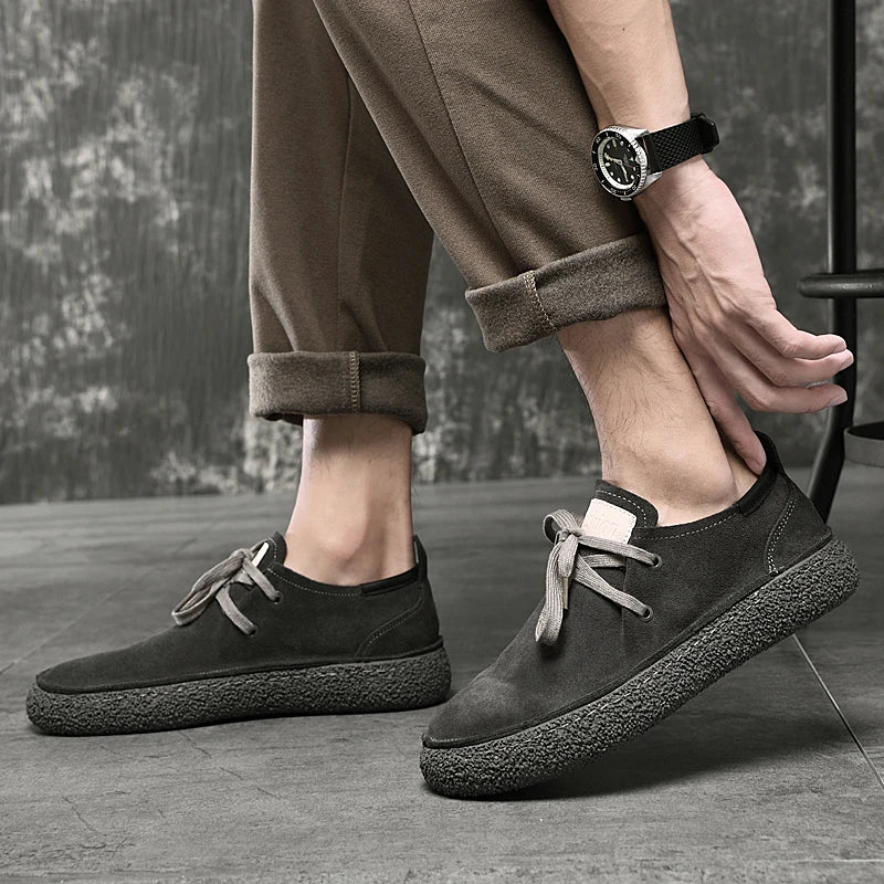2025 Men's Fashion Leather Shoes High Gloss Suede Autumn Winter Business Casual Shoes Soft Lining Comfortable Shoes Size 38-45