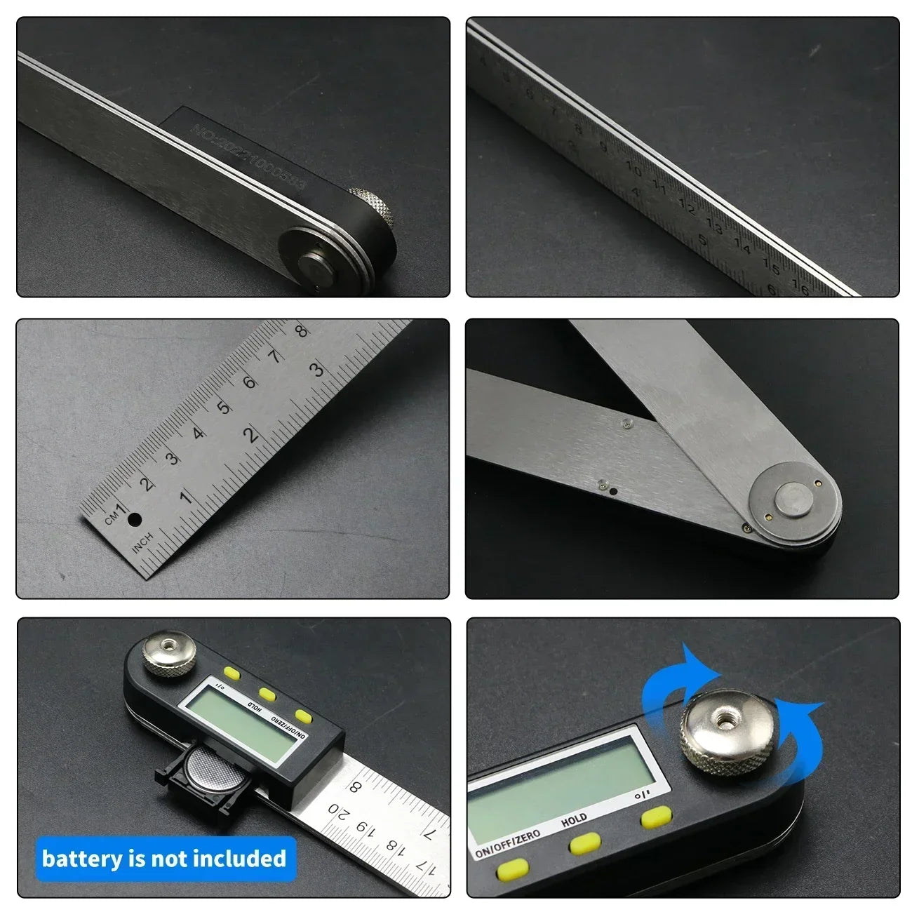 SHANHR 200 mm/300 mm Digital Angle Ruler Stainless Steel Electronic Angle Meter Electronic Protractor Goniometer Angle Gauge