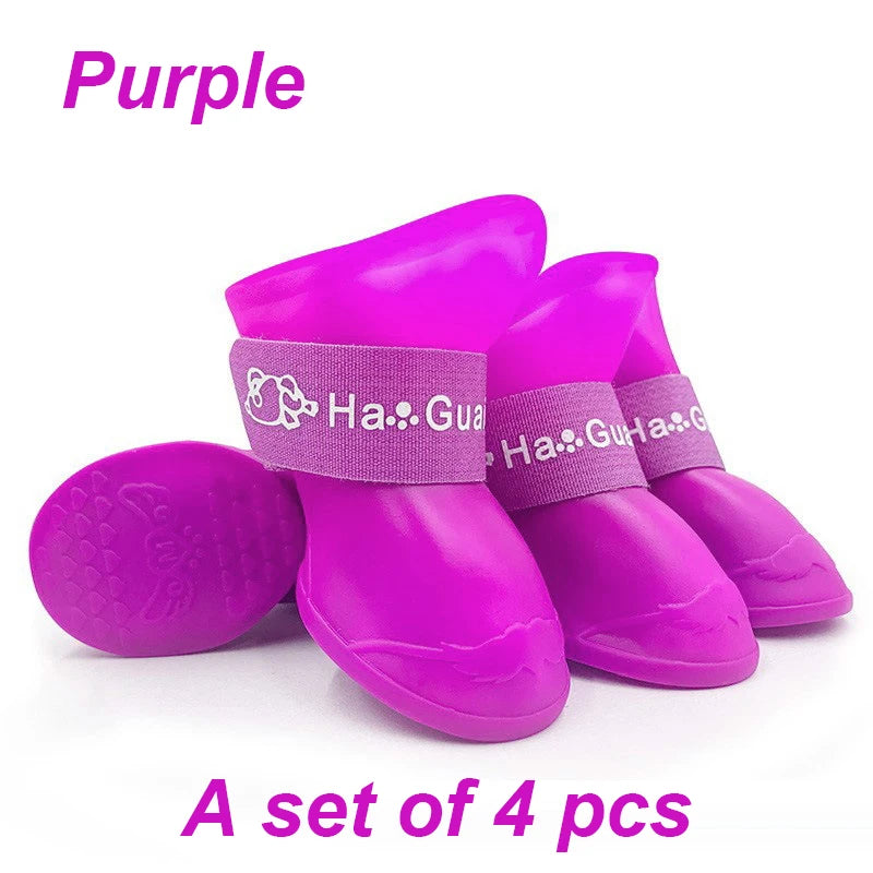 4pcs/Set Small Pet Dog Rain Shoes Anti Slip Waterproof Puppy Cat Shoe Rubber Boots for Outdoor Footwear Socks Pet Accessories