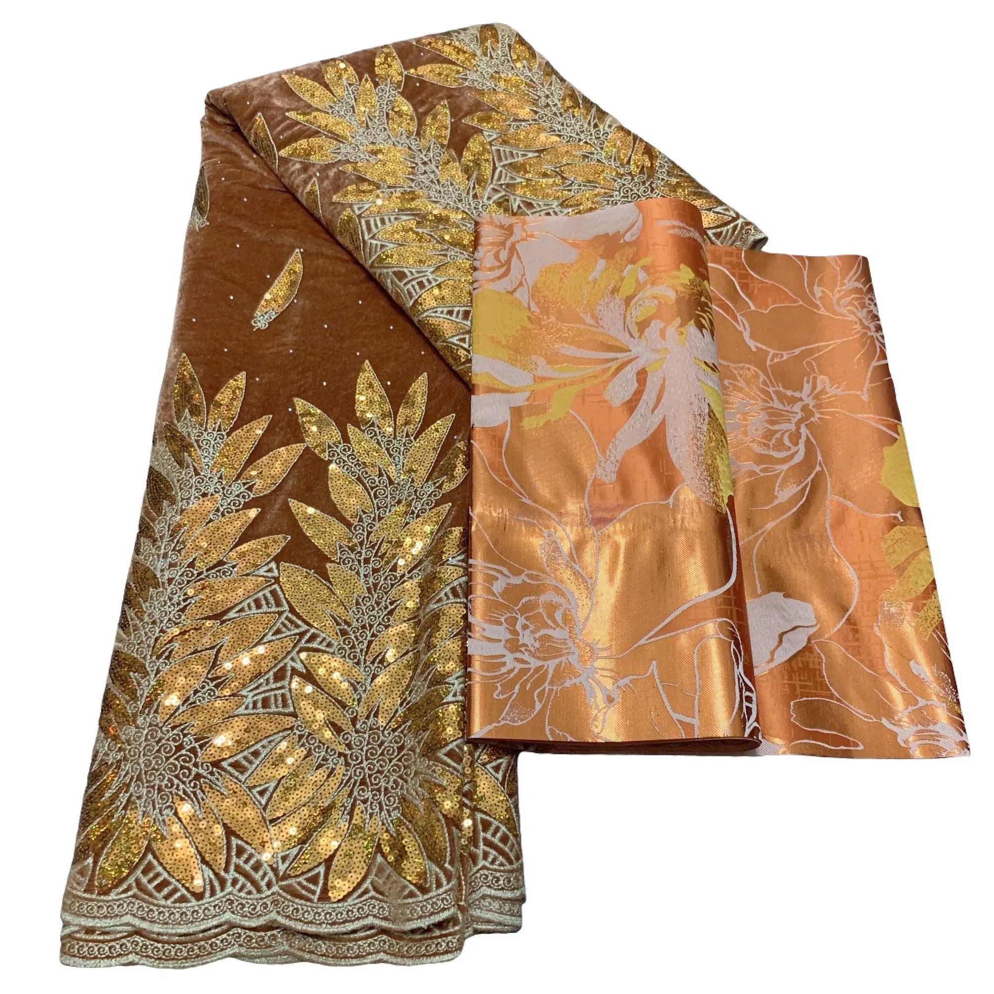 2023 New African Velvet Lace Fabric 5 Yards High Quality Wedding Dress Luxury Sequins Embroidery Nigerian Lace Fabric