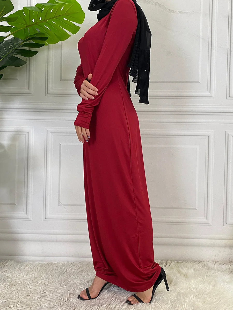 Muslim Middle East new fashion base solid color dress Dubai Turkey Arab elegant popular women's dress