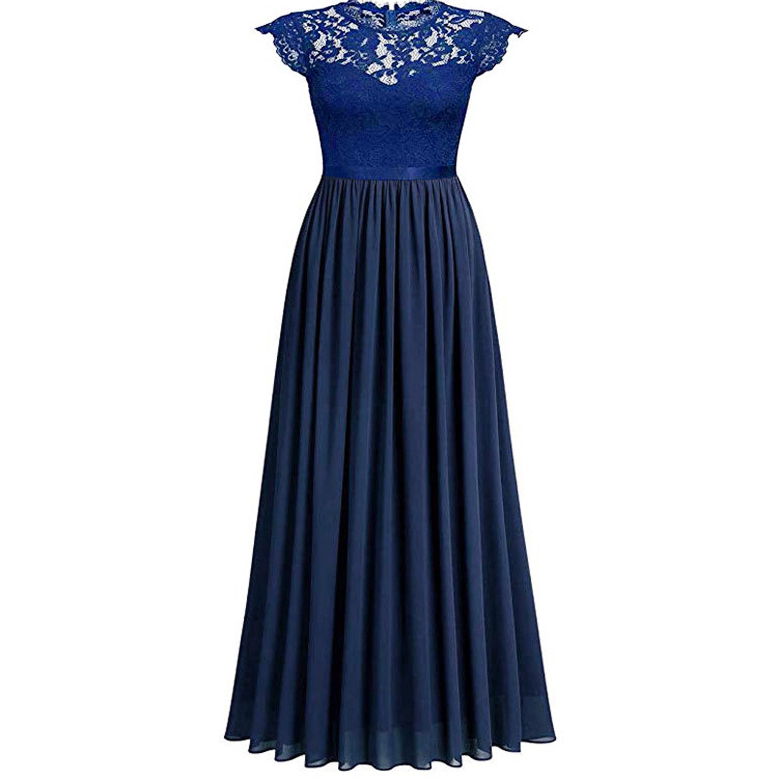 Elegant Lace Evening Party Dress Women V-neck Short Sleeve Chiffon Dress Ladies Big Swing Wedding Long Dress Vestidos de Festa