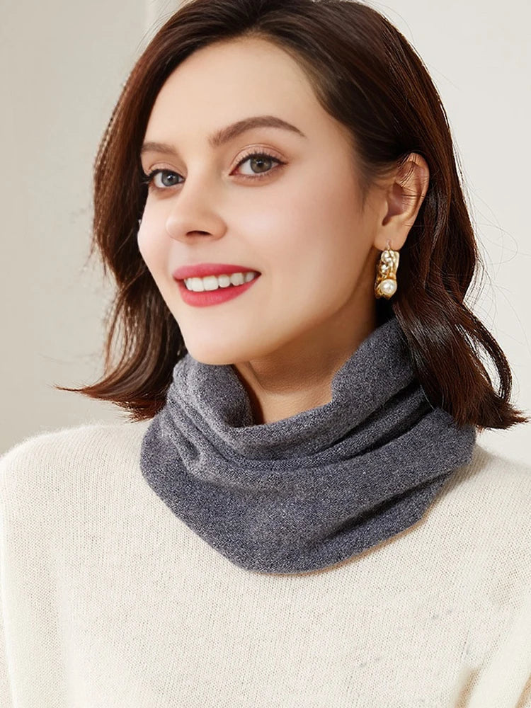 100% Merio Wool Neck Warmer Women Winter Warm Fashion Hollow Out Cover Tube Scarf Ear Face Mask False Collar Autumn Headband