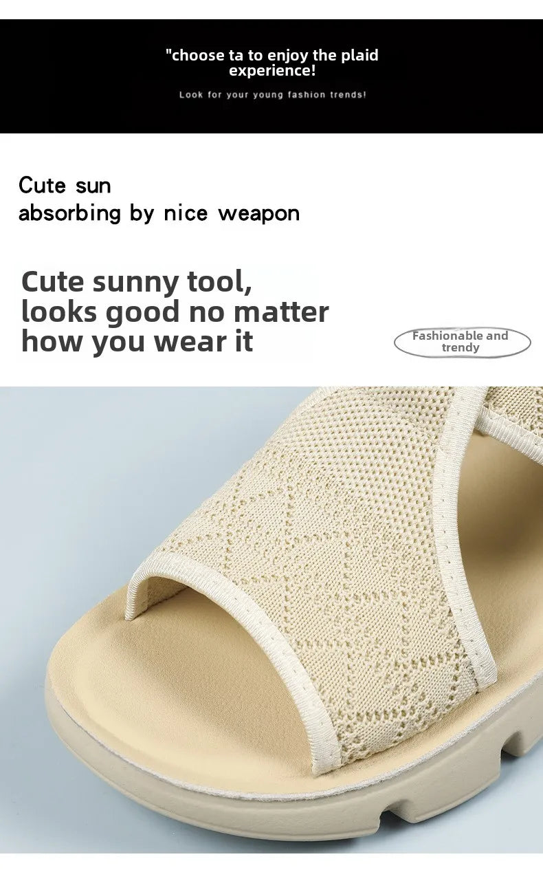 Summer 2026 Women's Breathable Sandals Thick Soled Casual Women's Shoes Half Slippers Mesh Flat Sandals Clearance Treatment