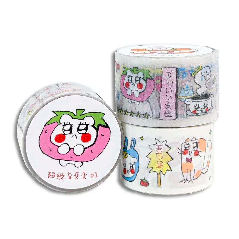 Kawaii Film-Cutting Pet Sticker Tape Agugu Korean Cute Washi Tape Decor Hand Account Decorative Material 3style Die-Cutting Tape
