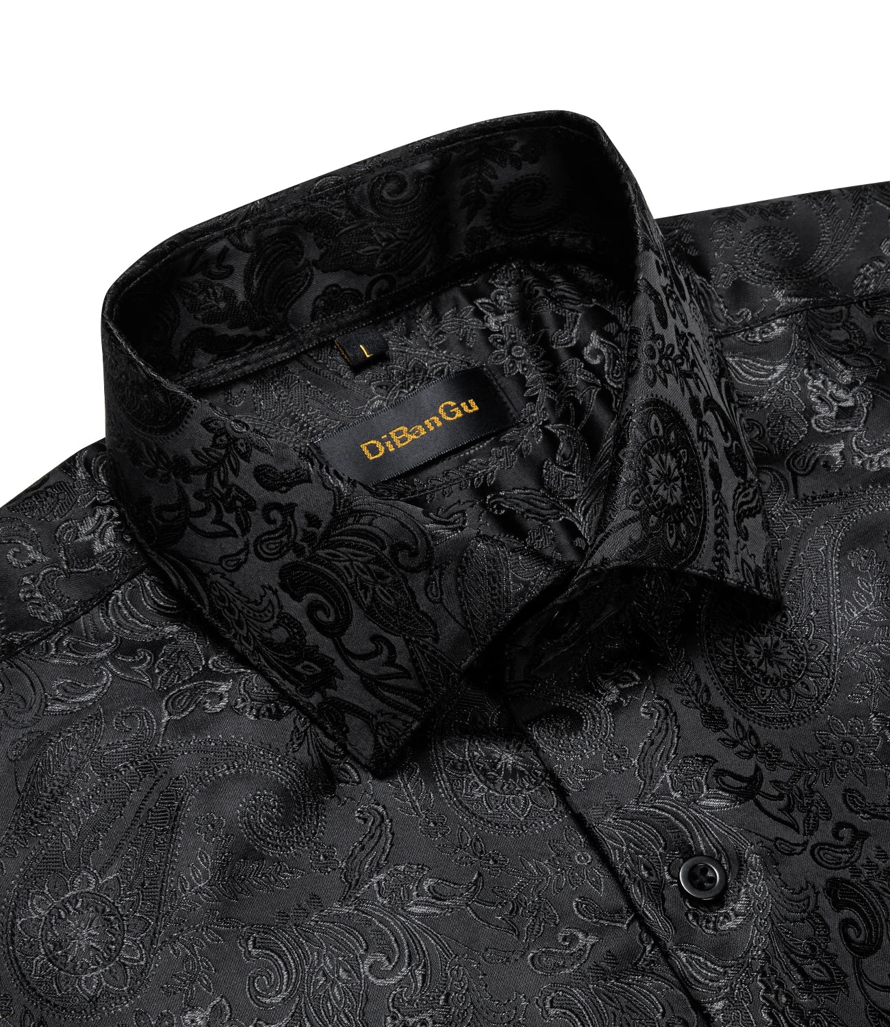 Polyester Dress Shirts for Men Black Solid Paisley Red Silver Long Sleeve Turn Down Collar Prom Social Men's Shirt