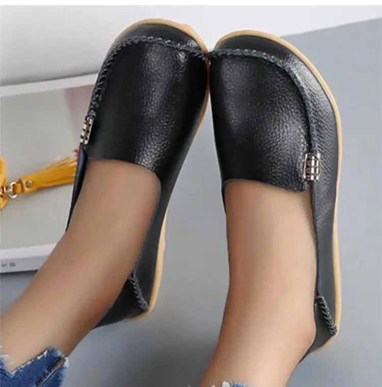 Women Flats Genuine Leather Casual Shoes Woman Moccasins Women's Loafers Nurse Shoe Slip On Shoes Women Plus Size Ballerinas