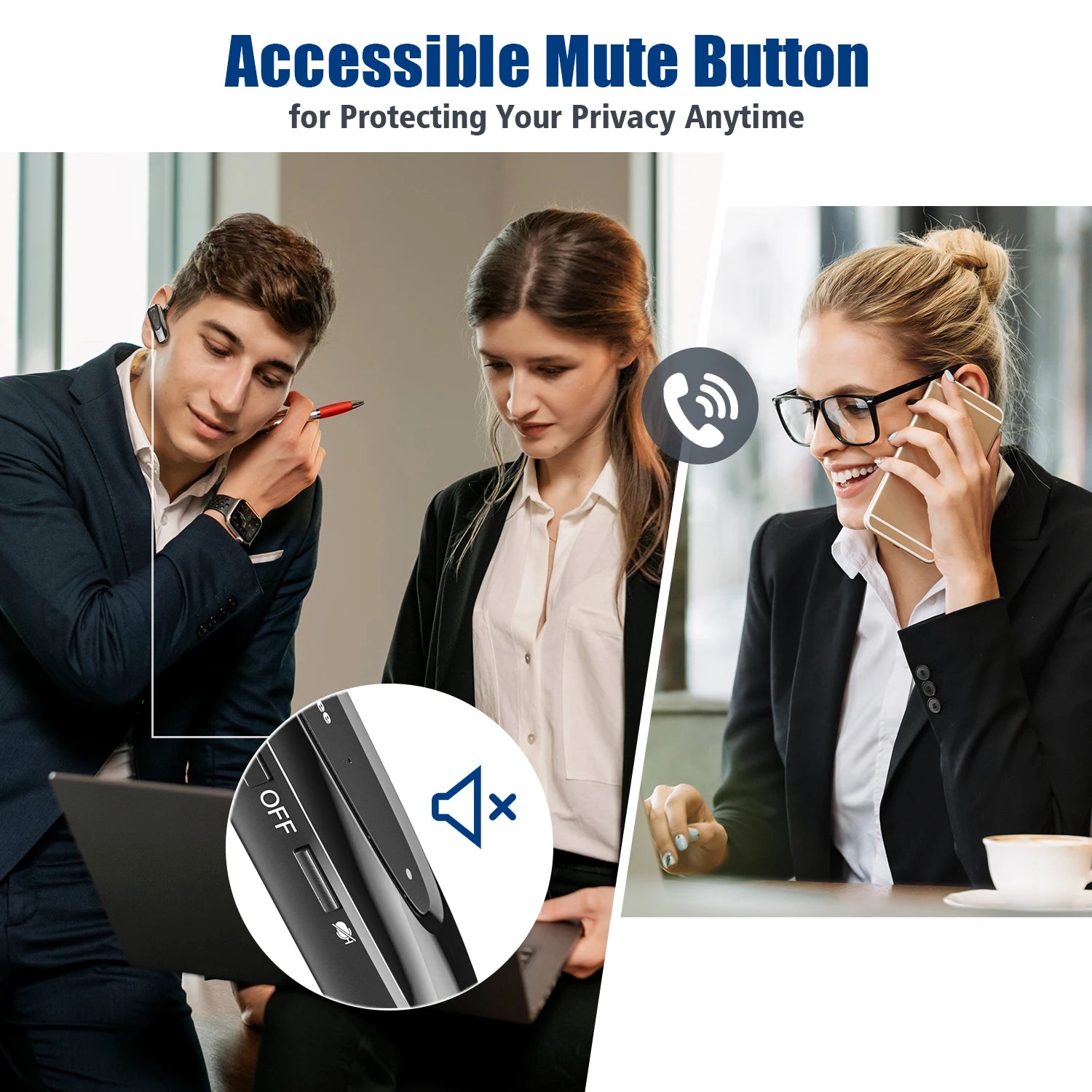 New Bee B45 Wireless Bluetooth Headset Earphones V5.0 Headphones with Dual Mics CVC8.0 Hands-Free Earpiece for Driving Business
