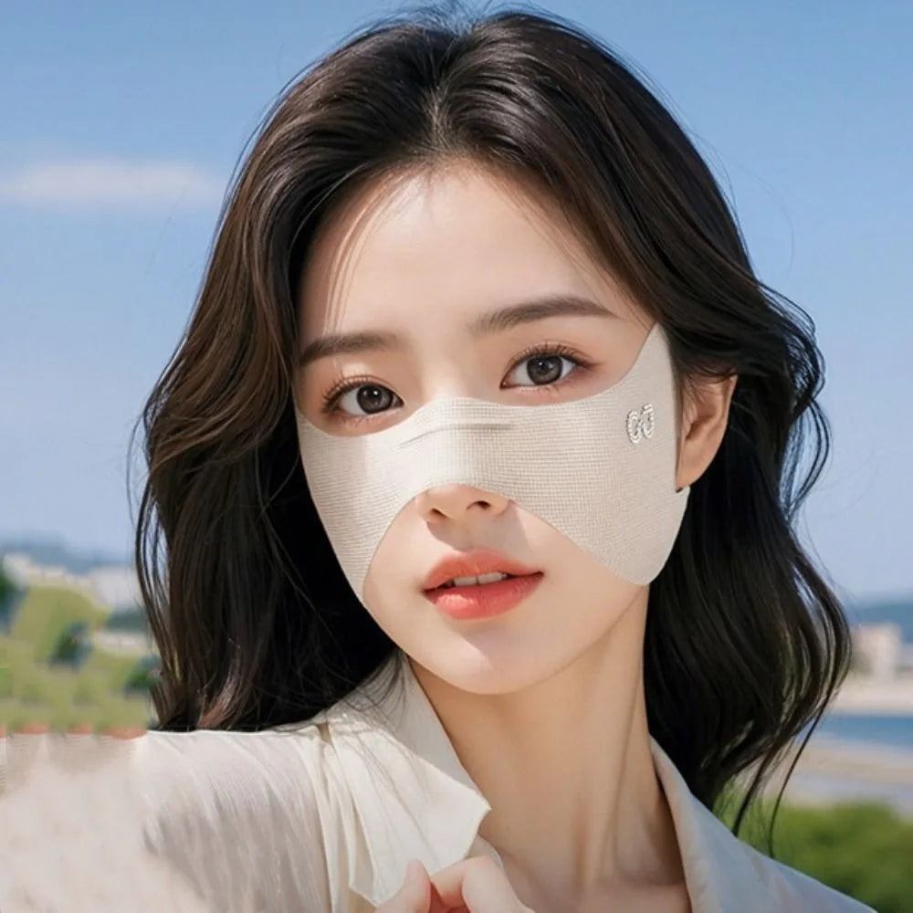 Breathable Elastic Ice Silk Mask UV Protection Sunscreen Veil Golf Face Mask Solid Color Thin Sunscreen Eye Patches Fishing