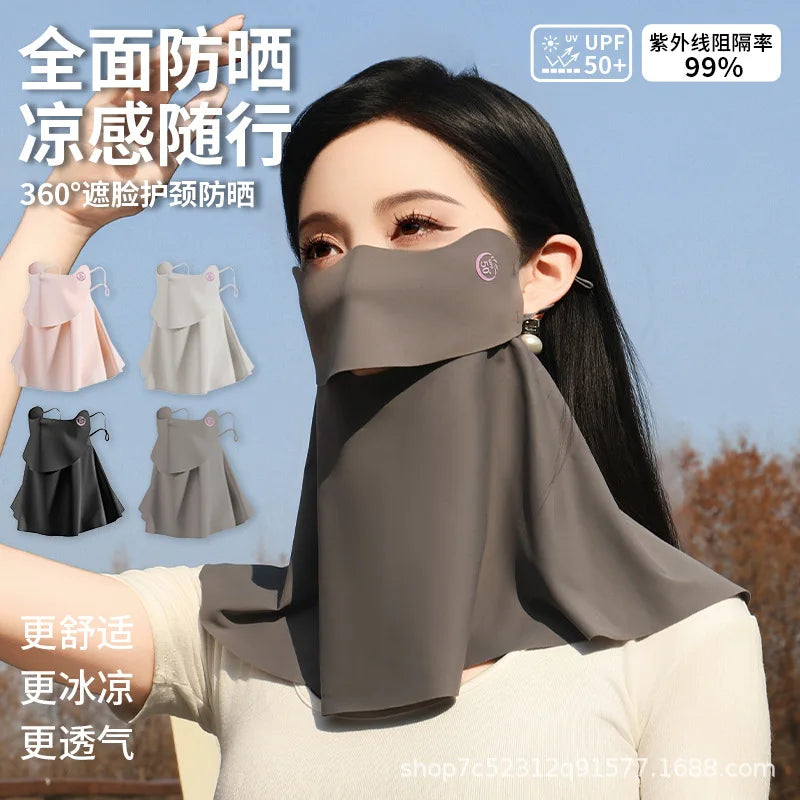 1PC 3D Ice Silk UPF50+ UV Protection Face Mask for Women Autumn Outdoor Cycling Hiking 360° Face Neck Cover Cool Balaclava Scarf