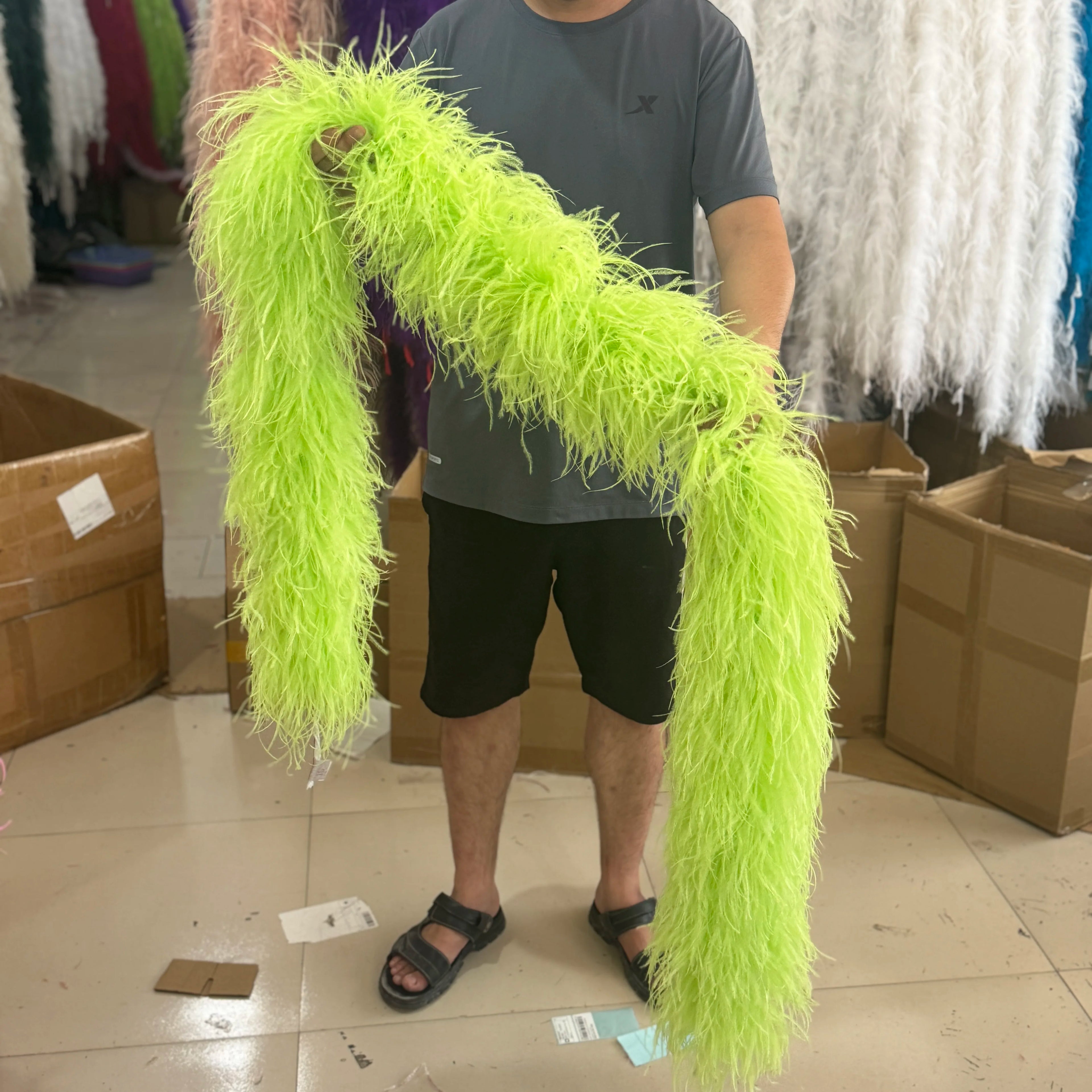 2M Royal blue Natural Ostrich Long Feathers Boa Decoration for Party Wedding Dress Shawl Clothes Sewing Accessories Crafts Plume