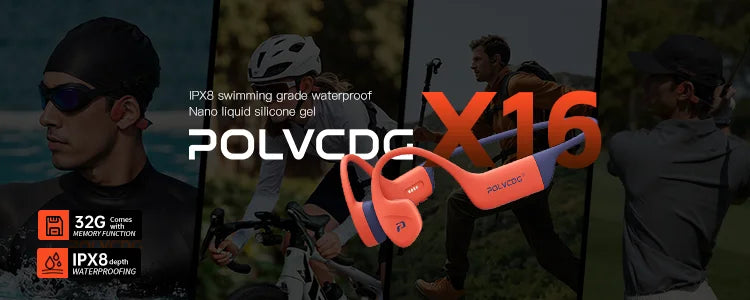 POLVCDG Bone Conduction Headset X7 IPX8 32GB Bluetooth 5.3 Wireless Headset with microphone Waterproof Swim 2023 New