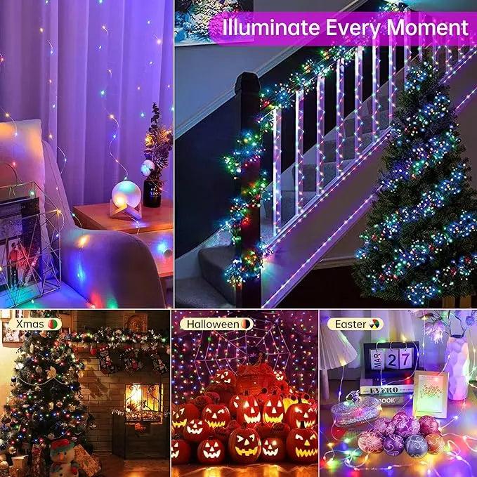 40M Led String RGBIC Light IP65 Bluetooth Music Lamp String Fairy Lights Smart Outdoor Festoon Party Leather Line Holiday Lighti