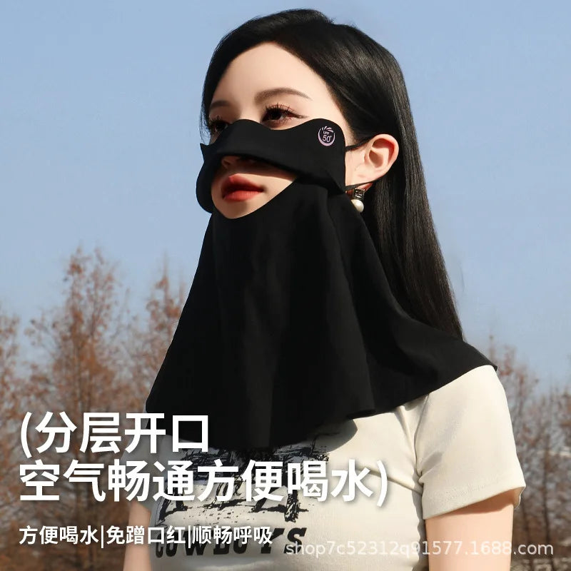 1PC 3D Ice Silk UPF50+ UV Protection Face Mask for Women Autumn Outdoor Cycling Hiking 360° Face Neck Cover Cool Balaclava Scarf
