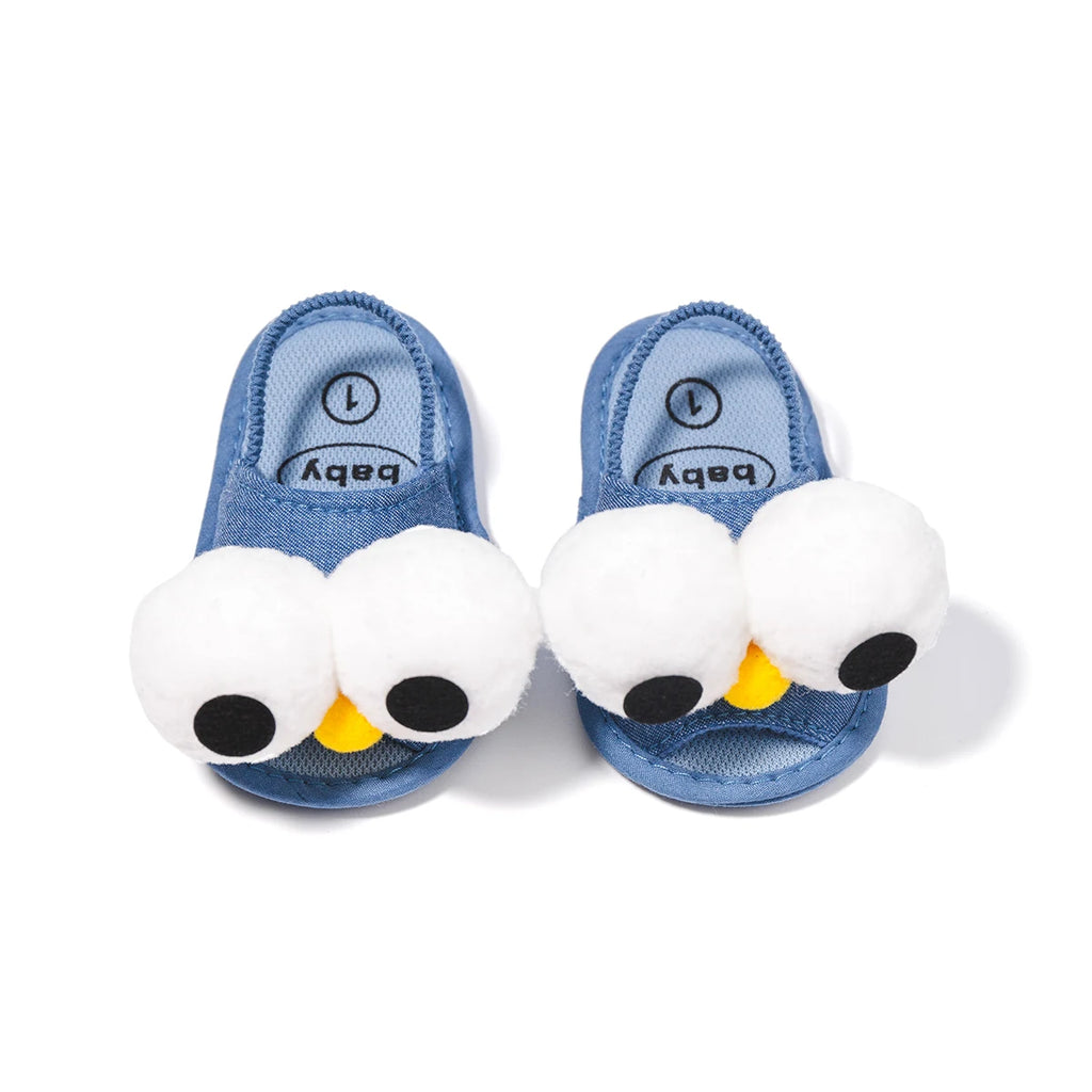 Meckior Summer Sandals Baby Boy Girl Shoes Fluff Baby Girl Slipper Animals Flower Anti-Slip First Walkers Crib Shoes