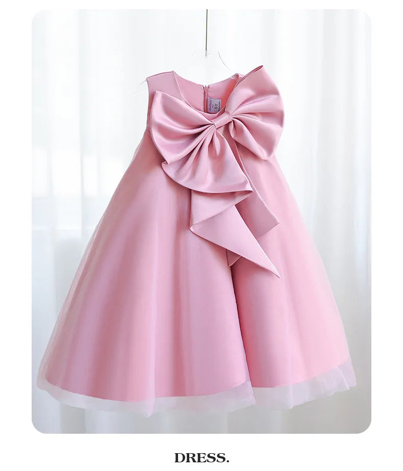 2 3 4 5 6 7 8 Years Summer Girls Dress Sleeveless Bow Elegant Little Princess Dress Piano Performance Costumes New Kids Clothes