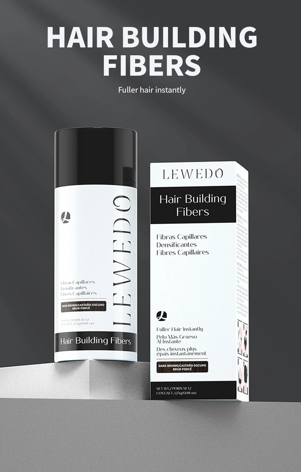 LEWEDO Hair Fiber Powder 25g Keratin Hair Building Fiber Hair Regrowth Powder Hair Styling Powder Hair Loss Hair Growth Product