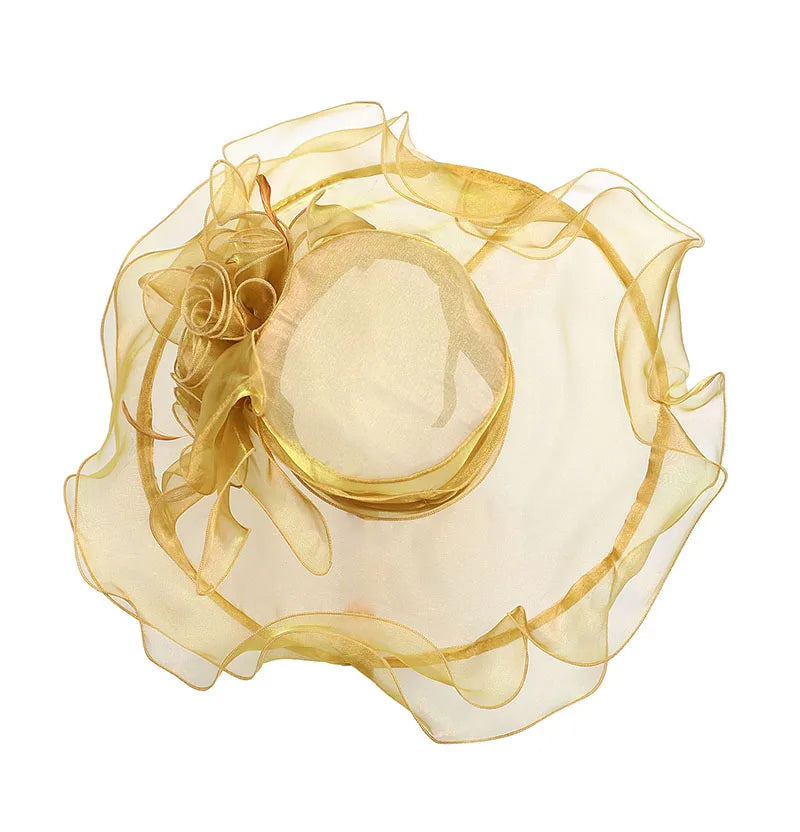 FS Wide Brim Kentucky Derby Hats Fascinators For Women With Veil Flower Organza Wedding Church Cocktail Tea Party Dress Cap 2025