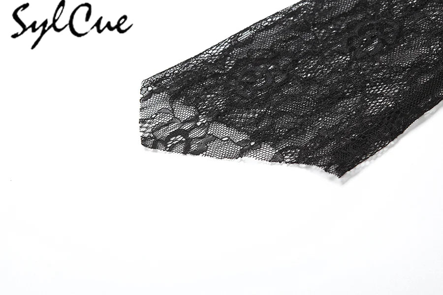 Nibber Black Retro Mysterious Lace Sexy Mature Beautiful Sweet Gentle Personality Women Drawstring Laminated Ruffled Tutu Dress