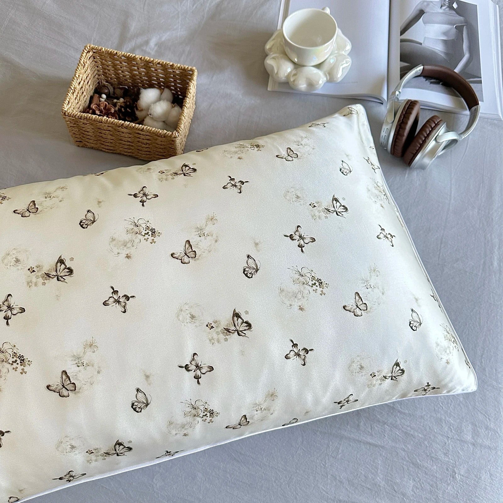 25 Momme Pure Natural Silk Pillow Case Envelope Design Printed Pillow Case Skincare Smooth Single sided Mulberry Silk Pillowcase
