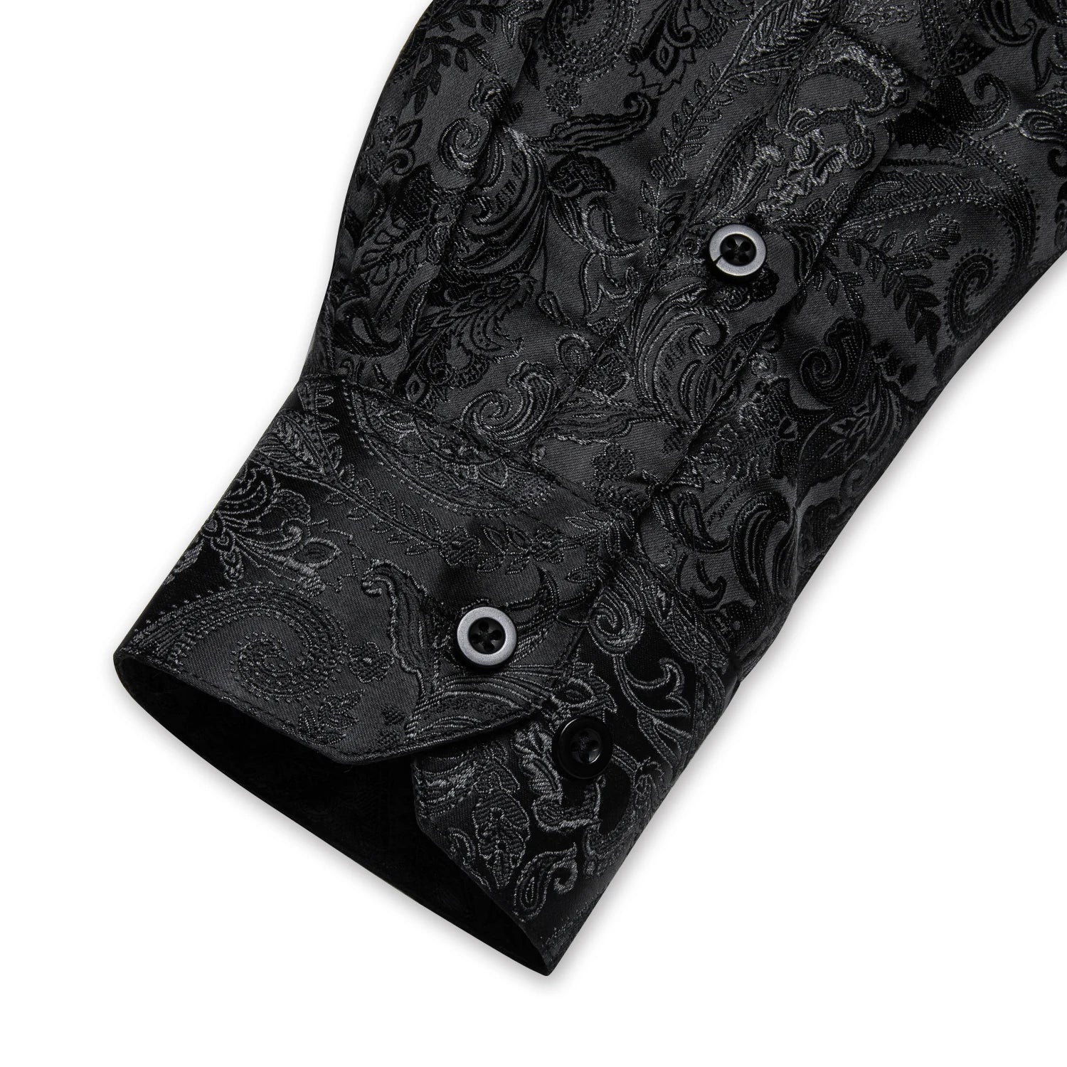 Polyester Dress Shirts for Men Black Solid Paisley Red Silver Long Sleeve Turn Down Collar Prom Social Men's Shirt