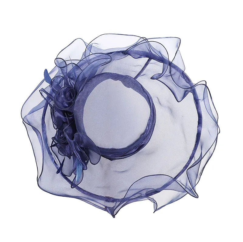 FS Wide Brim Kentucky Derby Hats Fascinators For Women With Veil Flower Organza Wedding Church Cocktail Tea Party Dress Cap 2025