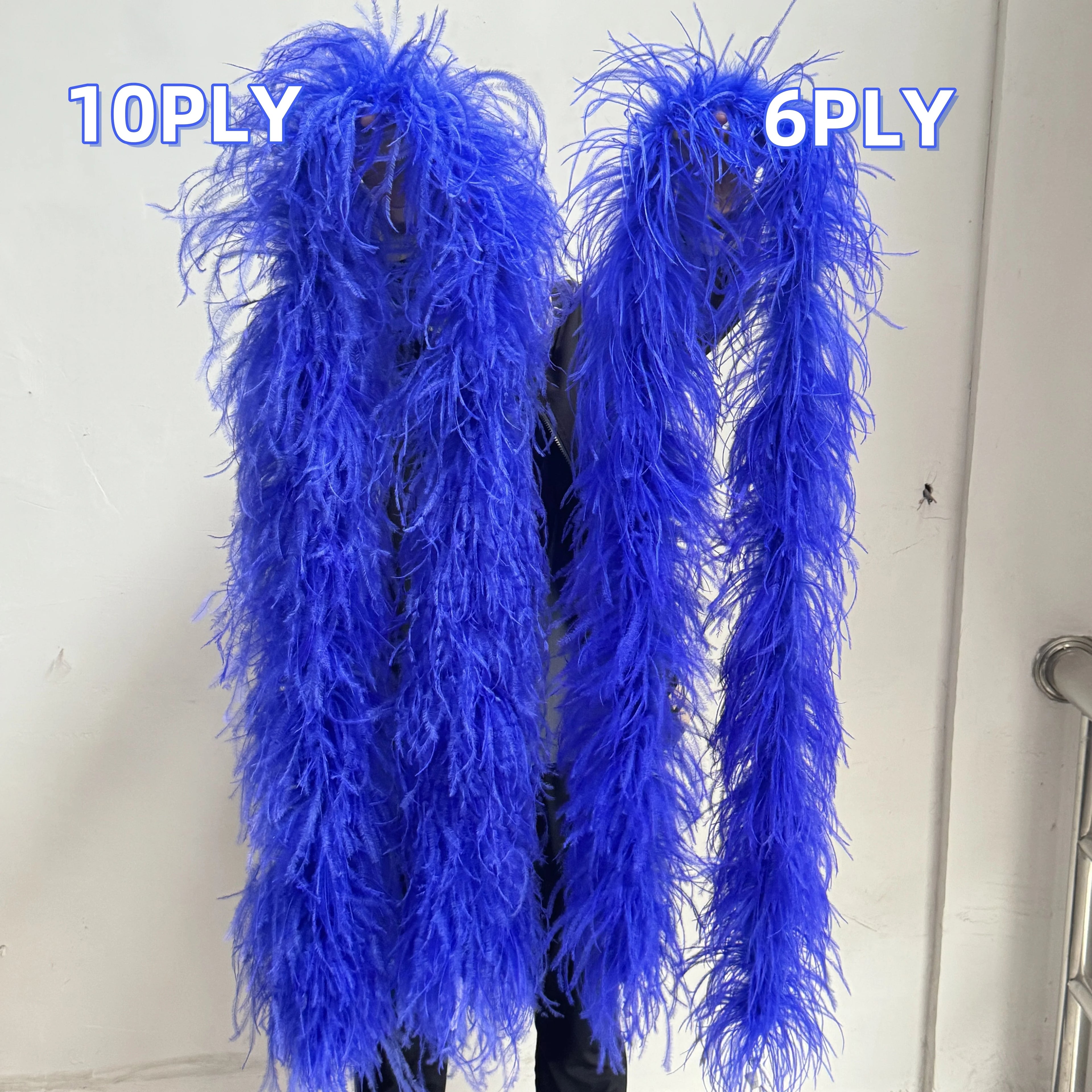 2M Royal blue Natural Ostrich Long Feathers Boa Decoration for Party Wedding Dress Shawl Clothes Sewing Accessories Crafts Plume