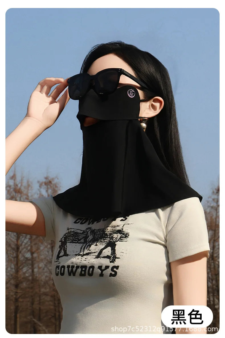1PC 3D Ice Silk UPF50+ UV Protection Face Mask for Women Autumn Outdoor Cycling Hiking 360° Face Neck Cover Cool Balaclava Scarf