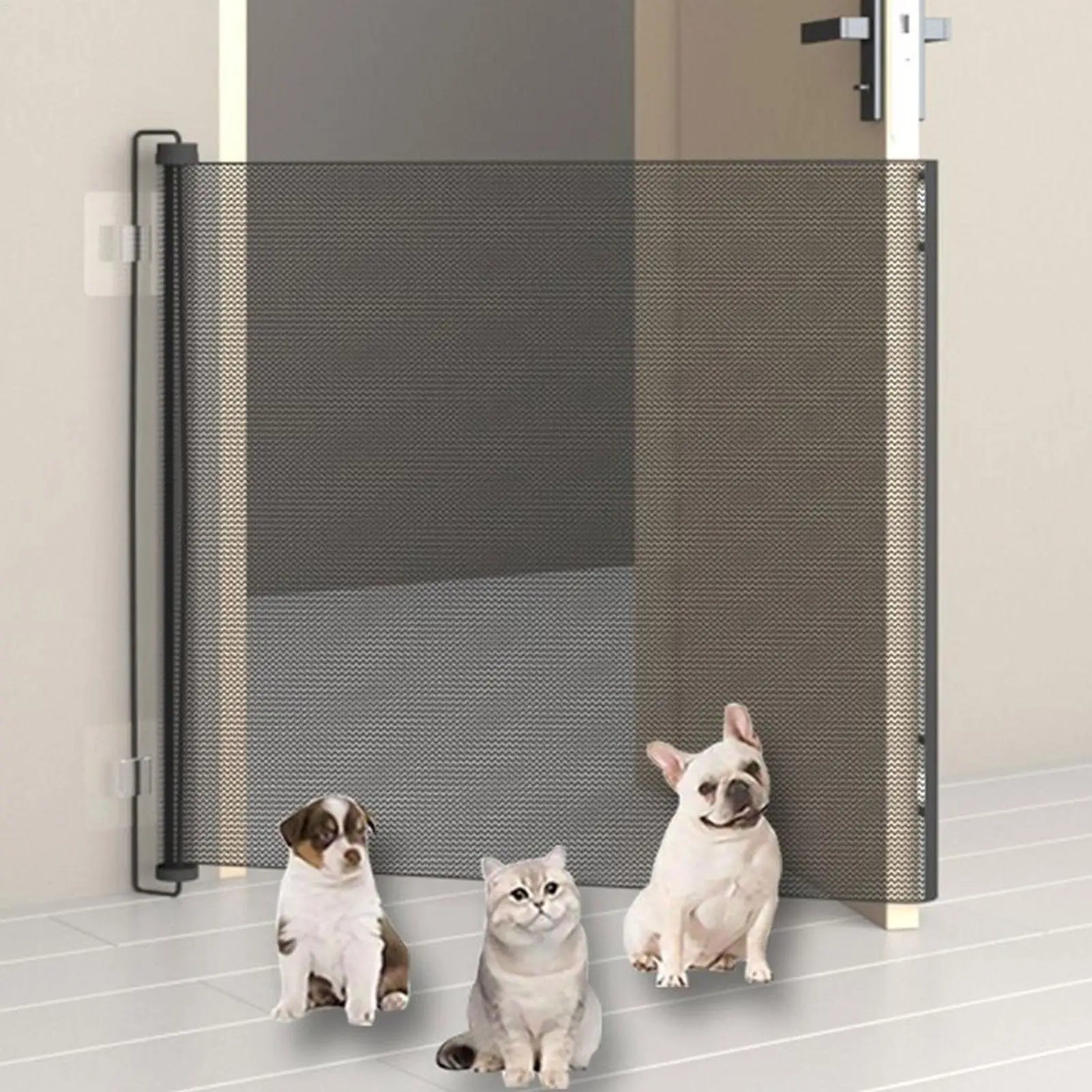 Retractable Pet Gate Childproof Net Indoor Mesh Fence for Dogs Kitten No-Drill Cat Baffle for Hallway Stairway Balcony Yard Door