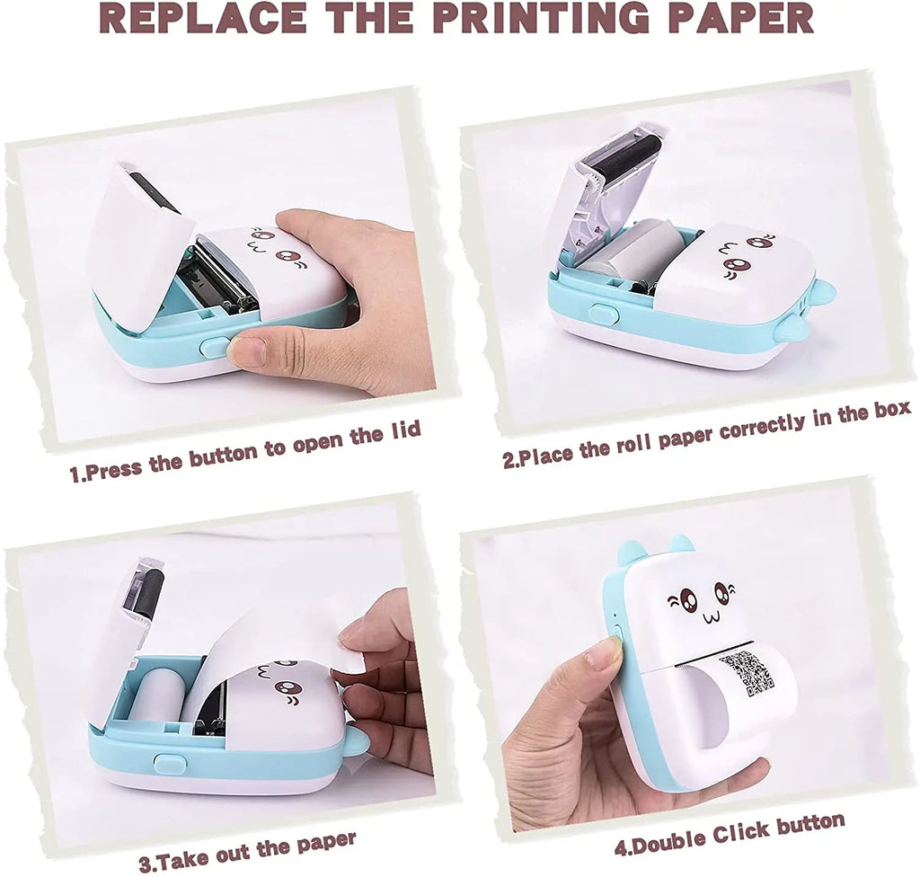Portable Thermal Printer MINI Wirelessly BT 203dpi Photo Label Memo Wrong Question Printing With USB Cable Imprimante Portable