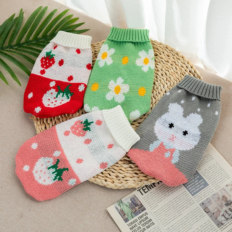 Christmas New Year Clothes for Cat Animal Print Breathable Pet Supplies Small Dog Sweater Keep Warm York Dog Winter Jacket